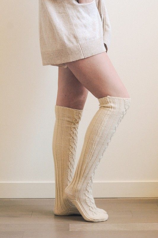 Soxi French Cable Knit Socks